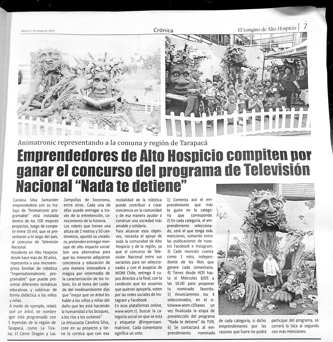 I_animatronic's tweet photo. Apoyemos votando en Facebook e Instagram de @womchile solo debe comentar en esas redes, imperio animatronic @laestrellaiqq @reporteroiqq @EsDeIquiquenos @per_tamarugal @MAHOSPICIO https://t.co/XeunHaBPWd