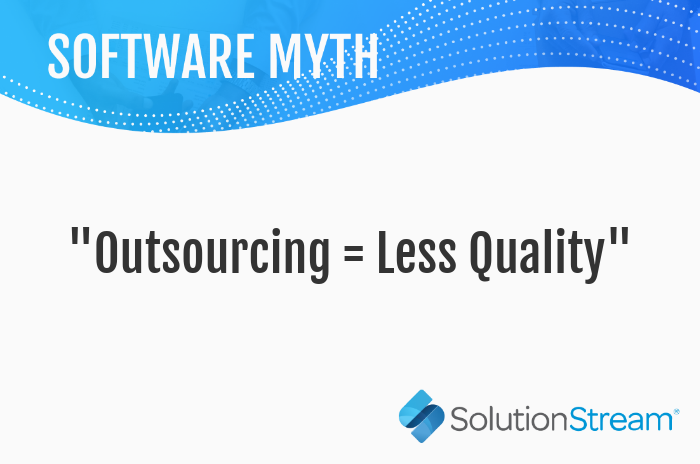 SolutionStream's tweet image. Software Myth: "Outsourcing = Less Quality"

Outsourcing your software projects gives you a scalable team to meet your needs, a larger talent pool, a wide range of technologies, and saving money. 

Learn more at:  solutionstream.com