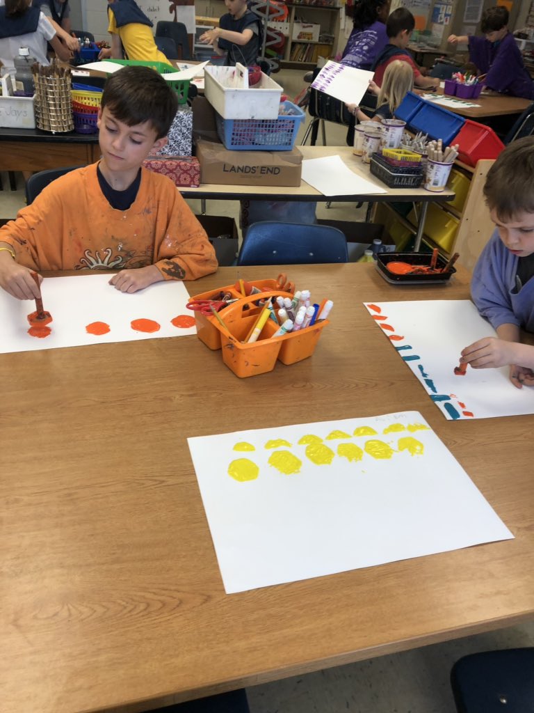 Printmaking with 1st grade for our collages 🎨