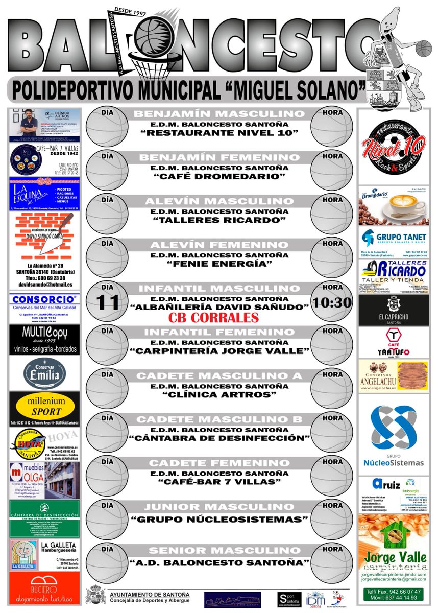 Cartel Partidos Equipos Baloncesto Santoña 11 5 19 Tweet