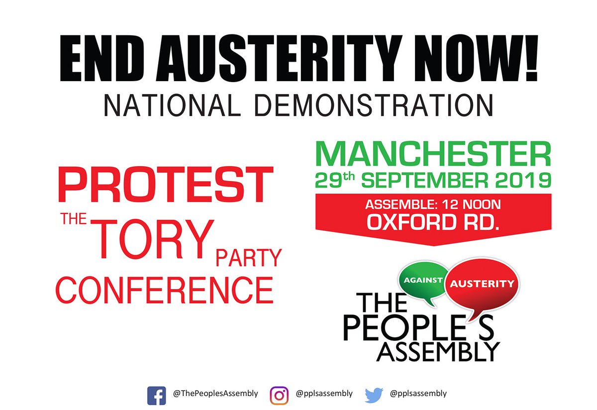 pplsassembly's tweet photo. Austerity is burning through working peoples lives inflicting poverty &amp; hardship on millions. It has to stop. That’s why we are demonstrating outside the Tory party conference on 29 Sept. Once &amp; for all this government must know austerity has to end.
#GTTO
https://t.co/L4kNii6hUk https://t.co/8PL42iaCud