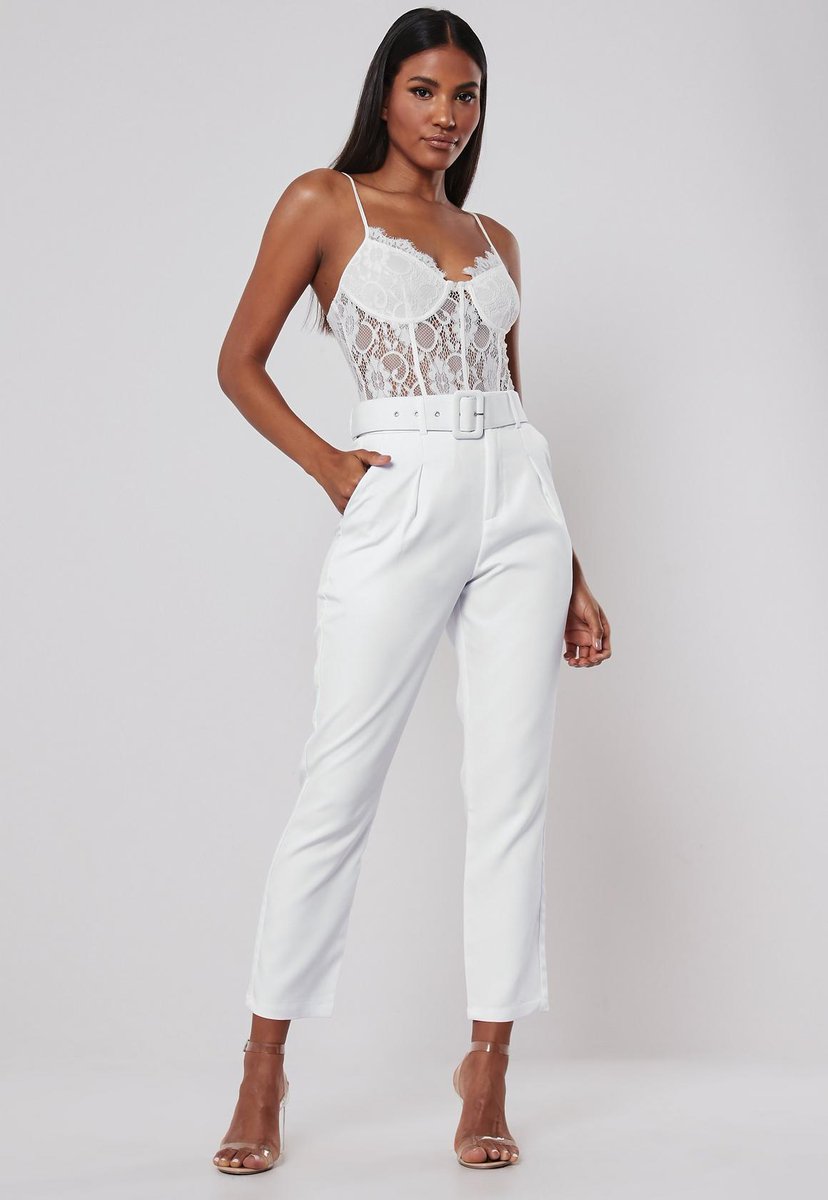 square buckle belted cigarette trousers 