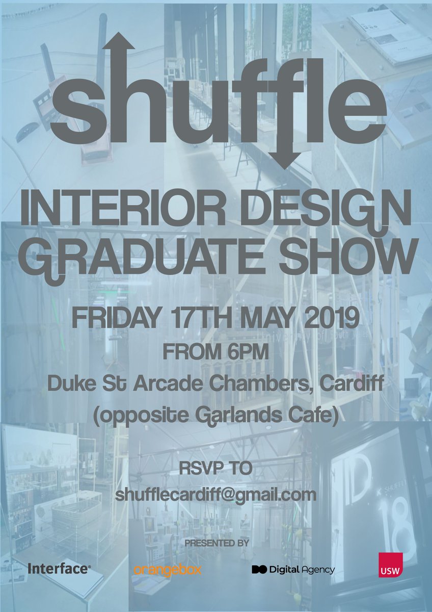 Just 10 days until the next <a href="/CardiffShuffle/">ShuffleCardiff</a> event and it's a big one!

The <a href="/interiorcardiff/">USW Interior Cardiff</a> Graduate Show and will be held at the fantastic Duke St Arcade Chambers. Please RSVP and share.

#creatives #design #students #graduates #architects #interiordesign #cardiff #3Dagency
