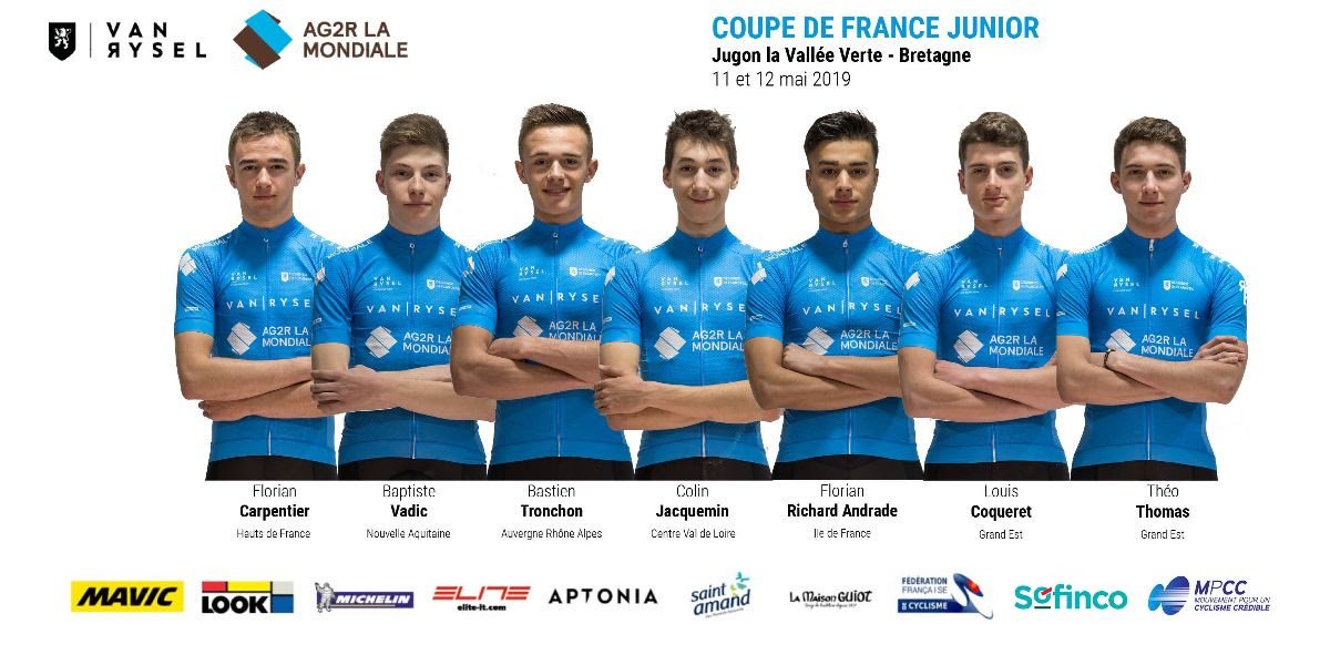 DCT_NewGen's tweet photo. Ce week-end, prochaine manche de la Coupe de France Junior à Jugon les lacs - La Vallée Verte.
Voici les 7 coureurs qui représenteront respectivement leur région.
#vanrysel #cdfjunior #ffc https://t.co/2hrvIpohhe