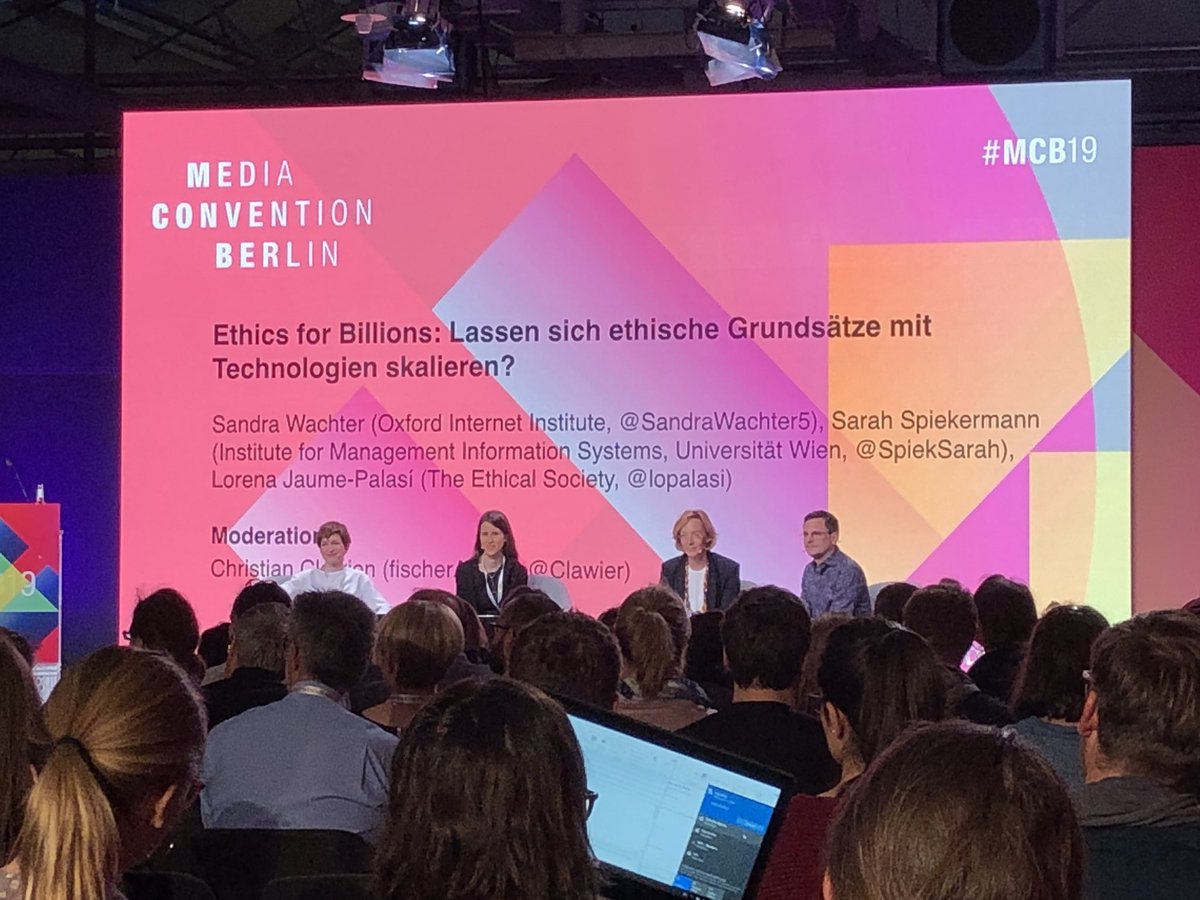 #ethics and #technology. <a href="/SpiekSarah/">Sarah Spiekermann</a> says the real questions are not the ones everyone knows like who will be rather killed by an autonomous vehicle but rather social and political ones like jobs, propaganda or anger and passivity. #rp19 #mcb19