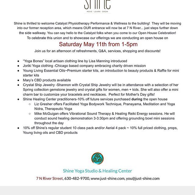 shinebatavia's tweet photo. Join the Fun! This Saturday May 11th 1-5pm #shineyoga #justshine #bataviail #bataviaillinois https://t.co/fXSdVDu0Gf