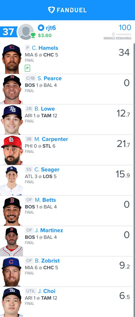 DFSFantasyLand's tweet photo. MLB cash lineup ended up cashing last night. Only doing Main today.

Reminder: for this week the daily pass will be $1 instead of $2. Dm if interested! 

#MLB #CASH #FANDUEL https://t.co/DVRaOx4WR5