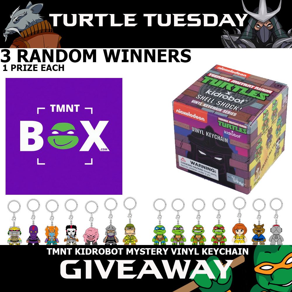TMNTBox's tweet image. Comment or retweet with the hashtag #TurtleTuesday for your chance to win a TMNT kidrobot Mystery Vinyl Keychain. Winners will be chosen on May 14th, one winner from Facebook, Twitter &amp;amp; Instagram each. #tmntbox
For even more TMNT merch checkout TMNTBOX.com!