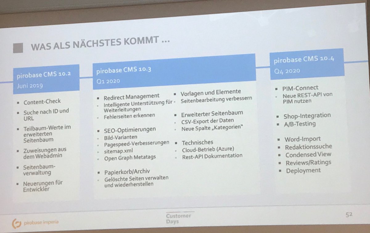 AxelHeaven's tweet photo. Coole neue Feature geplant bei @pirobaseimperia #CMS #customerdays2019 - Freue mich auf neue Use Cases & #Projekte bei #empulse https://t.co/cWUJhHiWJZ