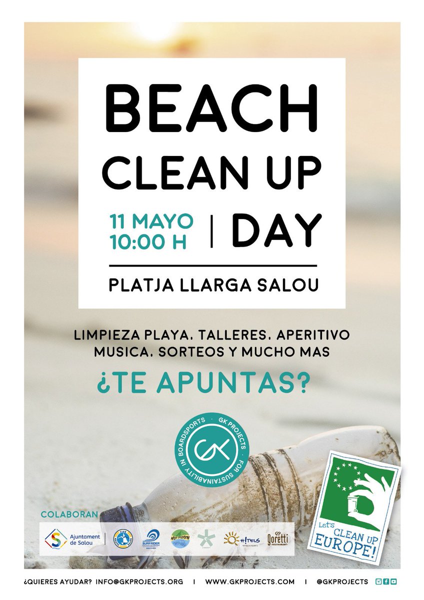 AjuntamentSalou's tweet photo. SOSTENIBILITAT: Si vols tenir cura de l'entorn de #Salou i vols col·laborar amb el medi ambient aquest dissabte la Platja Llarga et proposem que et sumis al #CleanUpDay amb #GKProjects https://t.co/MbPcsU4Iyt
