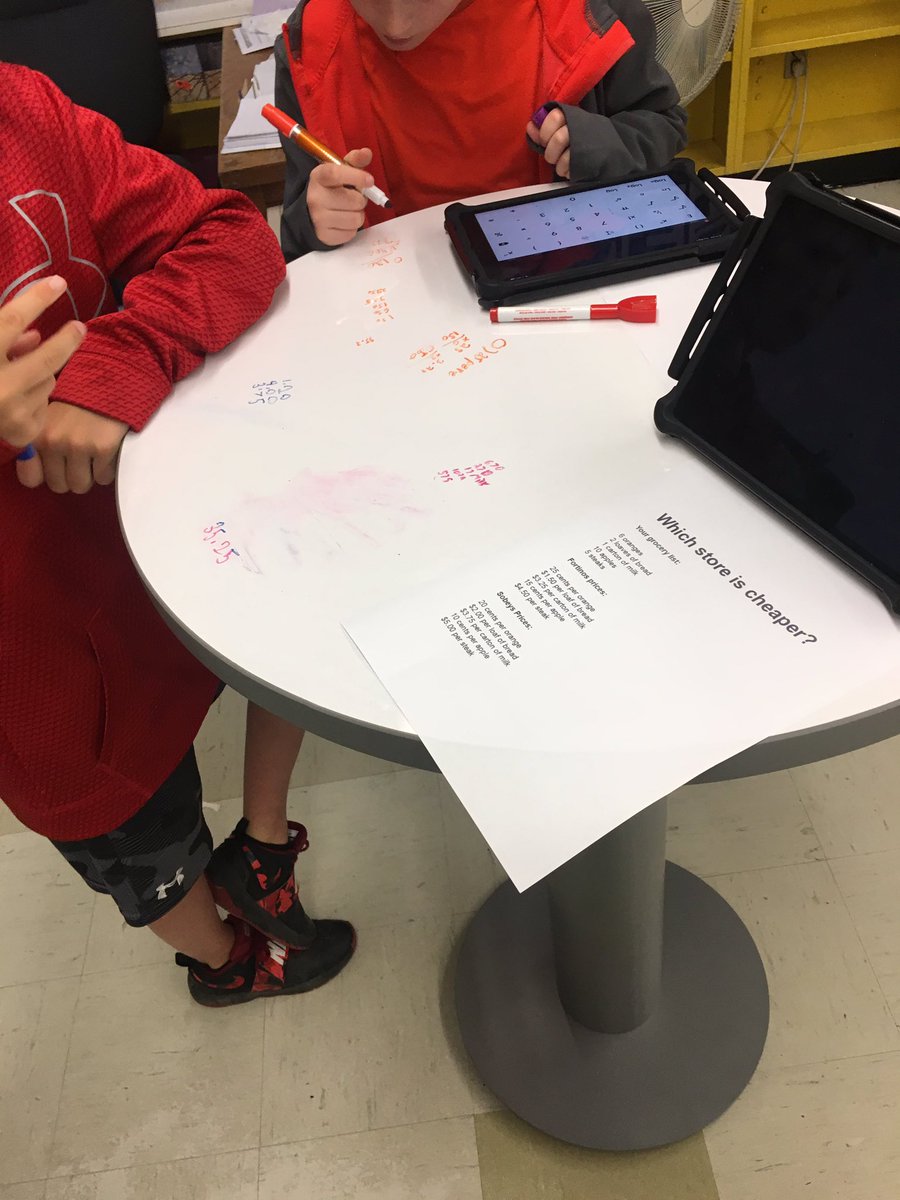 MrGambleC4S's tweet photo. Amazing to see all the entry points and communication strategies used for today’s grocery store math problem @c4sHWDSB #mathisfun #proshoppers #flexiblesolutions https://t.co/mg8ajTAuno