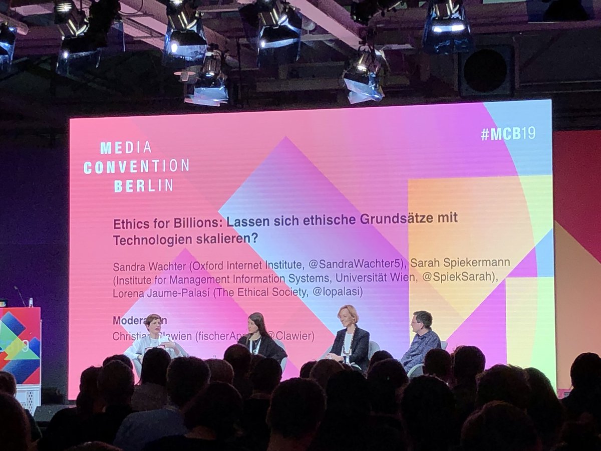 "We should trust ourselves more since images of people are instruments of power and negative image helps to replace people instead of helping them." Interesting point of view <a href="/SpiekSarah/">Sarah Spiekermann</a>. #rp19 #mcb19 #ethics #technology