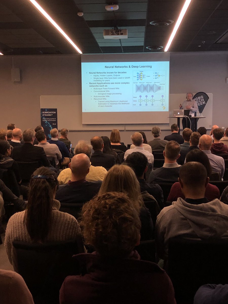 peterkurzwelly's tweet photo. Ola Engkvist from @AstraZenecaSE giving a talk at #lindholmenappliedAI on “how AZ is using AI in the development of novel medicine”
#gbgtechweek @AISweden https://t.co/L6YpIXkBBe