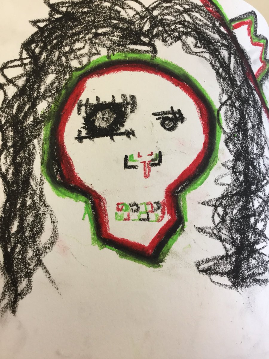 STC_SPARE2's tweet photo. Peer critique and 2nd draft using different media in the style of #Basquiat #art #year6 https://t.co/fs8t9RPHGC