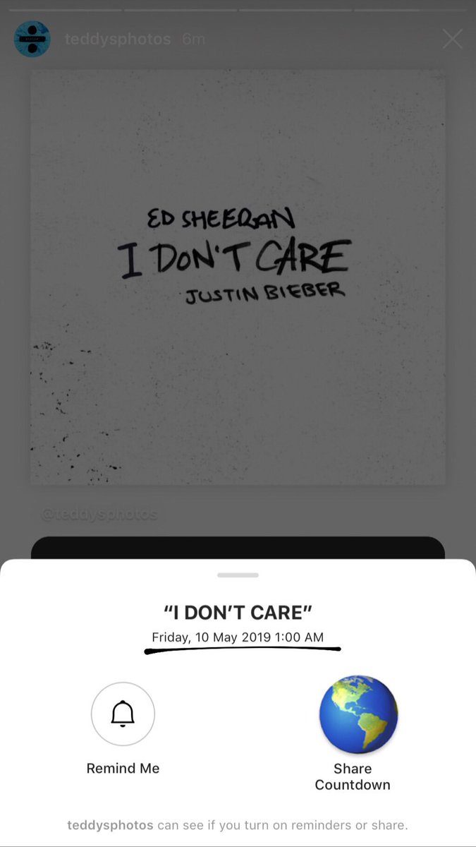 ChartsEdSheeran's tweet photo. To see when the song will be out in your country you can go to the Ed’s Instagram story and click on the countdown, it will open and show you. https://t.co/c8jlfF3KHq
