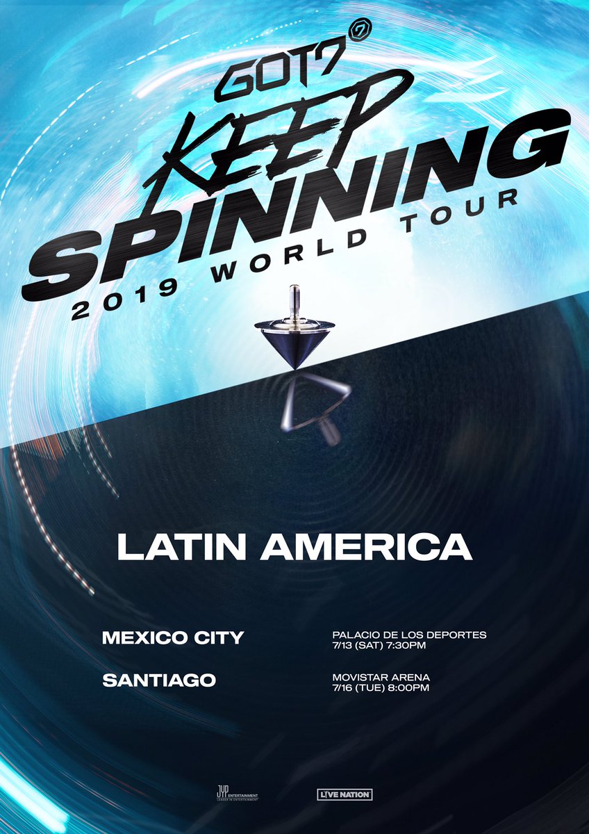 LiveNationKpop's tweet photo. ✨JUST ANNOUNCED✨📢
GOT7 2019 WORLD TOUR 
[KEEP SPINNING]!!💕
GOT7 is coming to your city!😘
-
#GOT7WORLDTOUR2019 #JYP #LIVENATION https://t.co/ns5Vf2mSFe