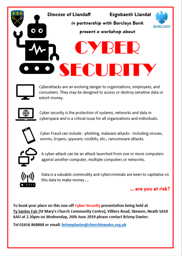 Training Days coming up:
Gift Aid Small Donations Scheme (GASDS) 
•  Wednesday, 29 May 2019   -   Christ Church, Merthyr Tydfil   -   2.00pm – 4.00pm.
• Thursday, 30 May 2019   -   Nolton Church Hall, Merthyr Mawr Road North, BRIDGEND CF31 3NH   -   6.30pm – 8.30pm.