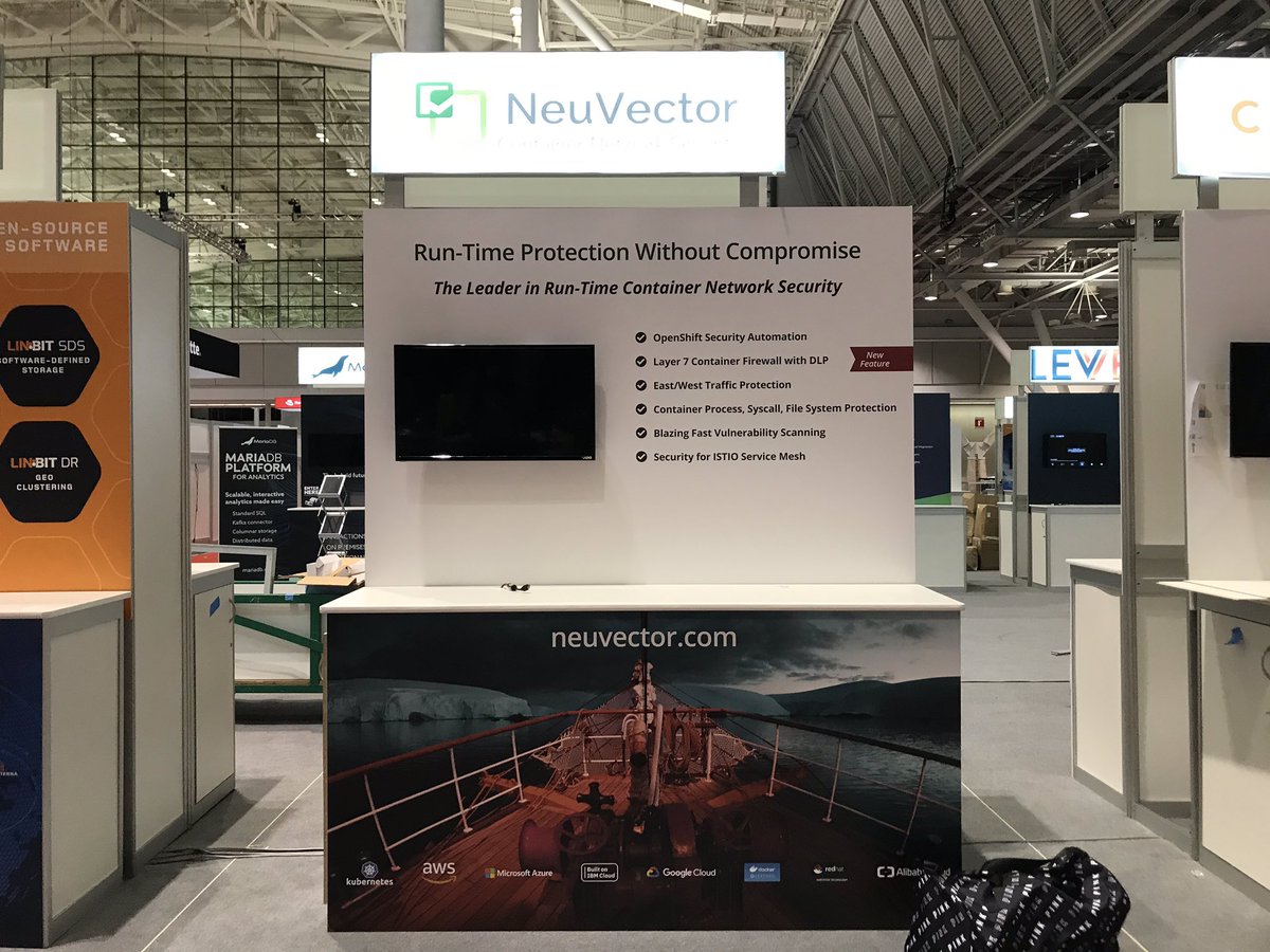 NeuVector's tweet image. We’re gearing up for #RHSummit 2019 in Boston! Opening reception starts at 7:30pm. Come find us at @NeuVector booth 1022. #RunTimeProtection #ContainerSecurity #NetworkSecurity