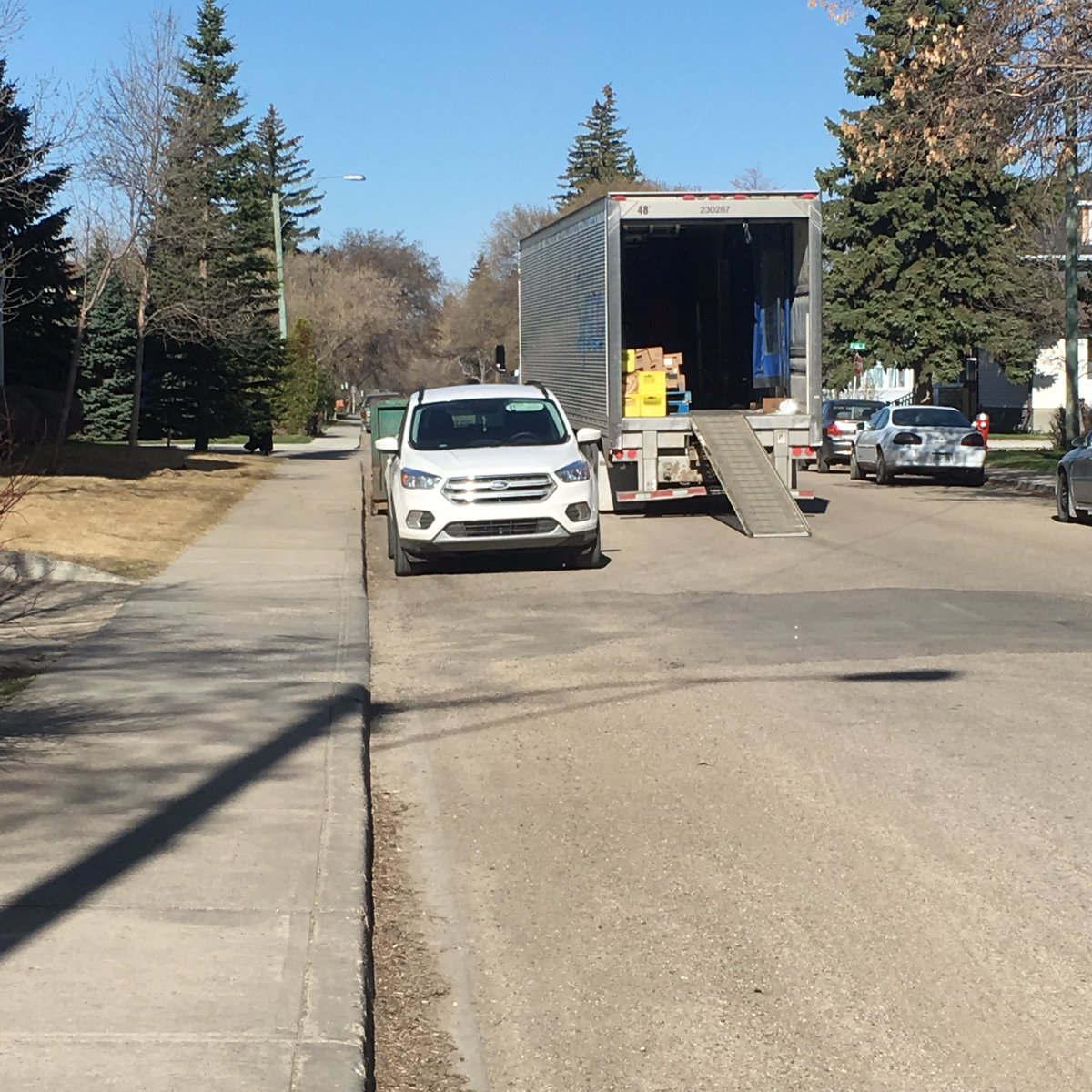 DucharmeMJ's tweet photo. @ManderTruckingLtd you didn’t block our bus loading zone, but this is also unacceptable. Our busses could not get to the loading zone this morning to drop off students @CityofMooseJaw @MJPolice #unsafe https://t.co/B4kz7u5KZz