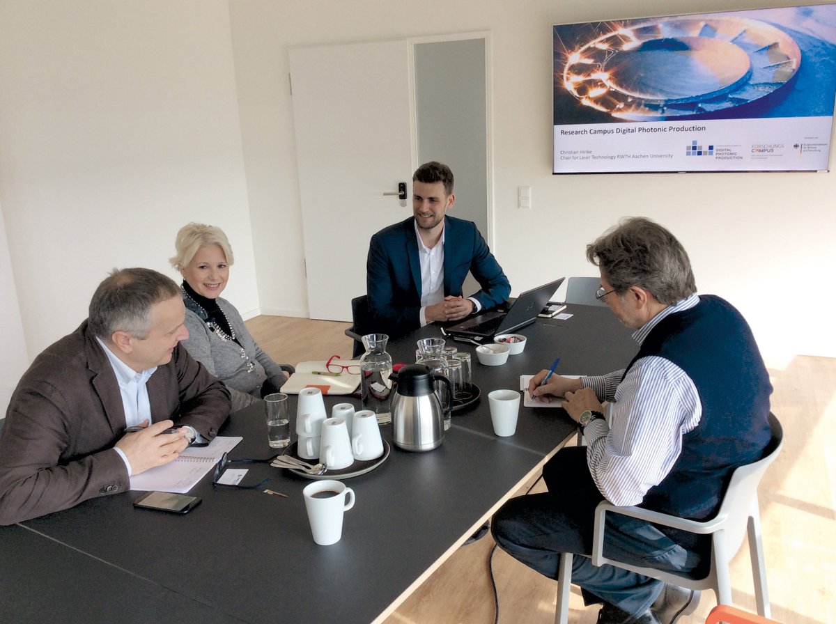 Cluster_NMWP's tweet photo. Today and tomorrow, our partners @ResolvoSrl @regionetoscana from @interregeurope project "STEPHANIE" #STEPH_EU visit @Cluster_NMWP for an exchange of ideas. Today, we visited the Research Campus for Digital Photonic Production @RWTH #Aachen and COPT in #Cologne @INTERREGTweets https://t.co/avp8RSkMs5