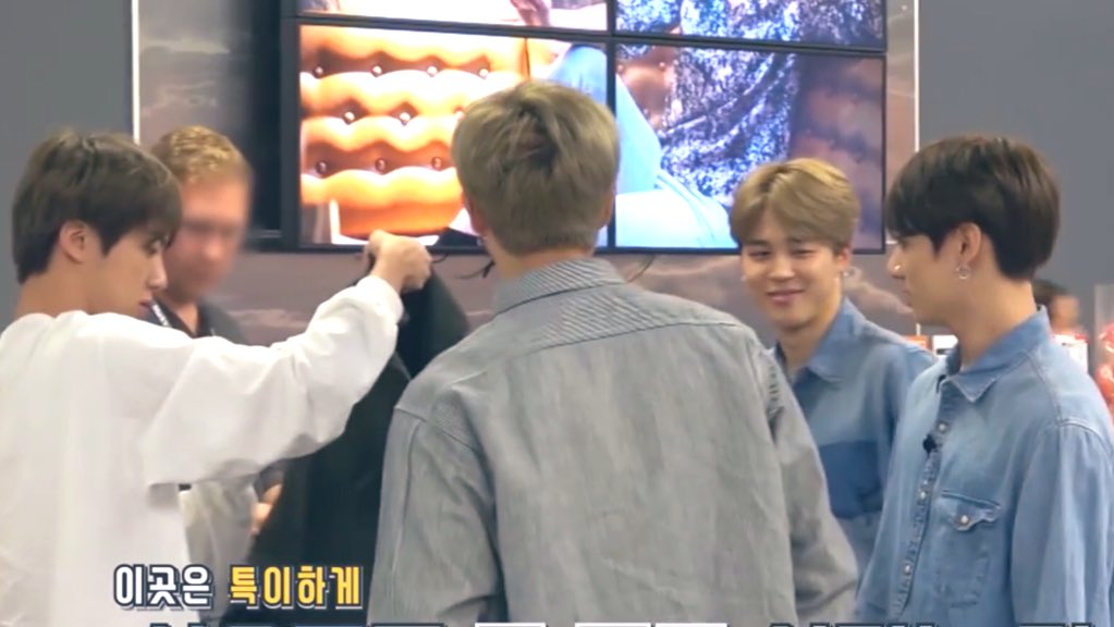 I just love how the hyungs asked their maknae first before taking the items they want because Jk was the one paying
