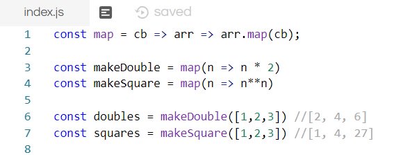 montyDev_'s tweet image. A super simple custom implementation of map. #javascript #higherorderfunctions #curryng #functionalprogramming #abstraction