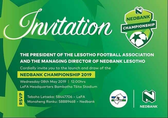 LebajoaTebalo's tweet photo. Tomorrow on the 8th May 2019 Lesotho Football Association together with #ADMACO will conduct A Division Top8 draw at Bambatha Tséita Sports Arena and launch Nedbank Lesotho as new sponsor of the tournament. https://t.co/BkKmqlrKPE