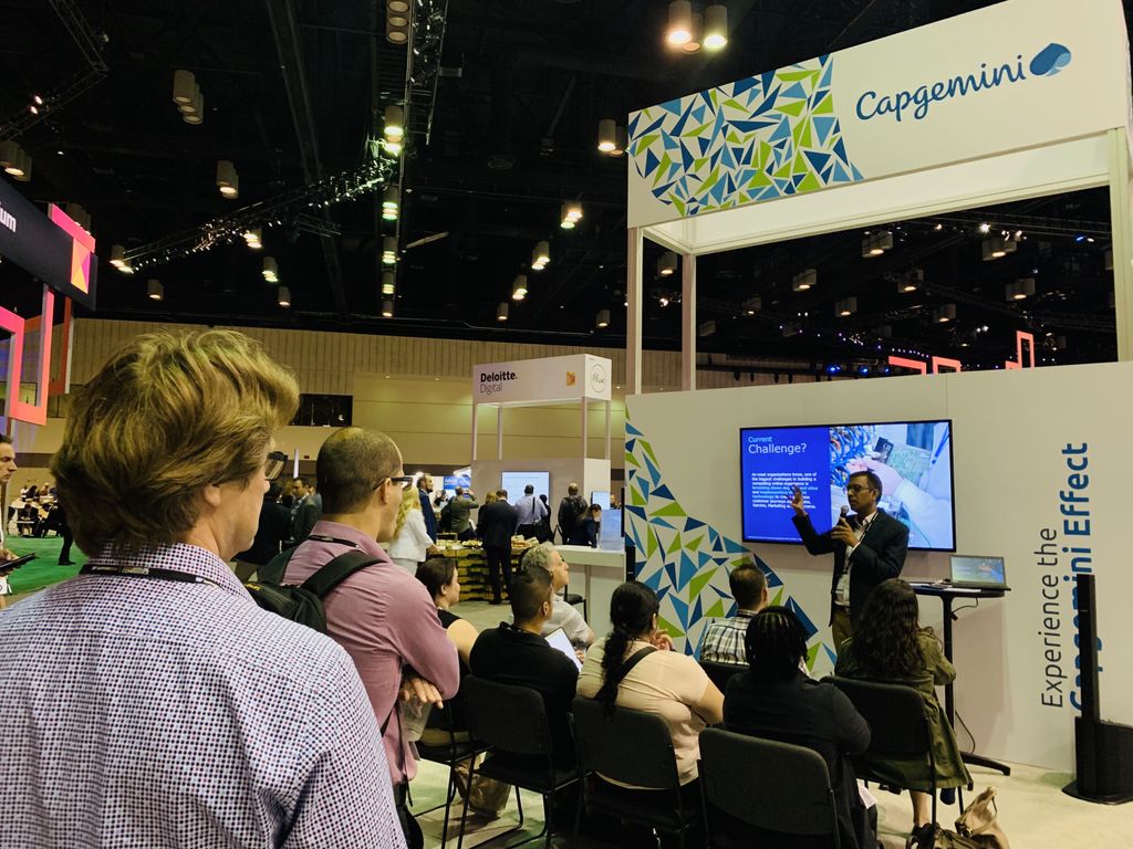 Live from the show floor at #SAPCXLIVE! <a href="/Capgemini/">Capgemini</a>'s own <a href="/nareshkhanduri/">Naresh Khanduri</a> presents: Unlocking the Future of Customer Engagement with #C4HANA. If you missed him today, he'll be back tomorrow at 12:30 PM at Booth 302!