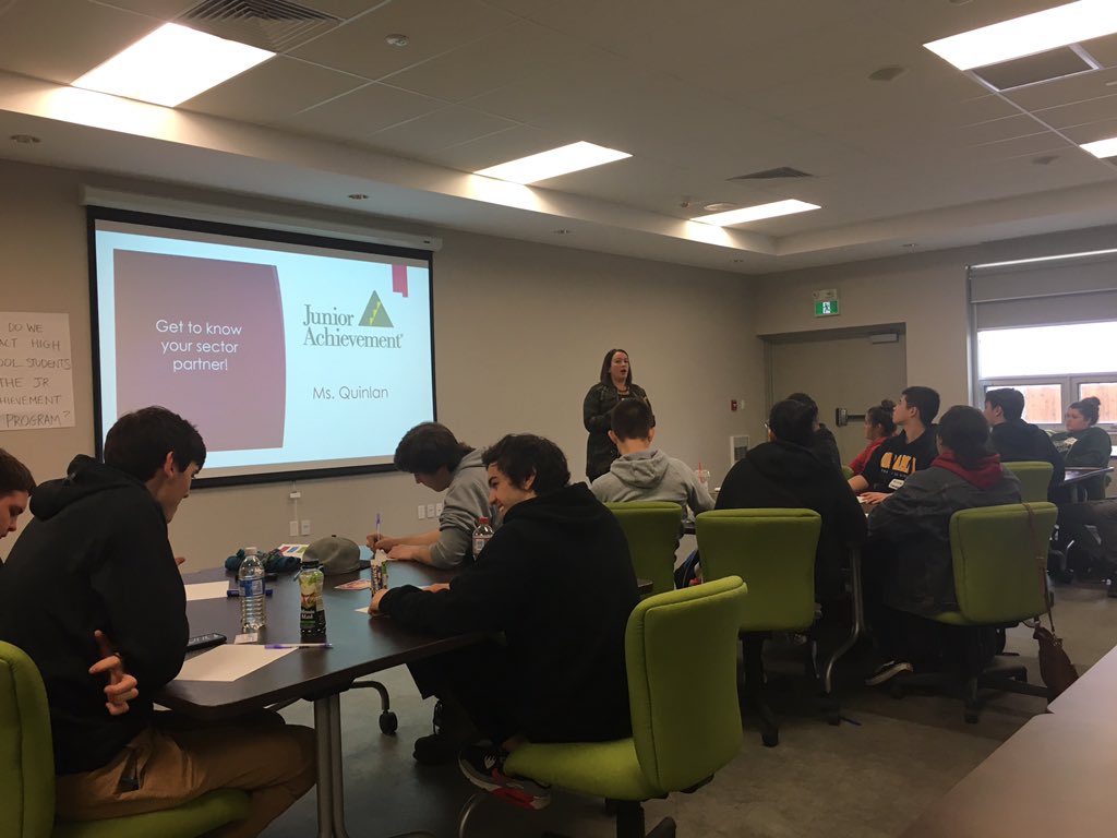 gecdsbss's tweet photo. #SHSM students tackling the challenge presented by #JrAchievement today - how do we attract high school students to the program? #innovation #creativity #entrepreneurship @gecdsbss @gecdsbpro @vickihouston66 @brdhsnews @wci_wcca @SSS_sabres @TVAbusiness https://t.co/AKn75mTIof