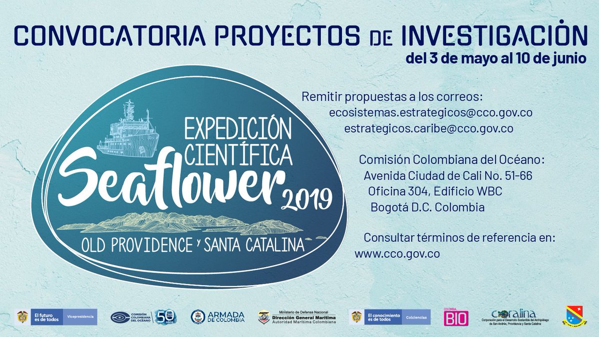 🚢¡Quieres ser parte de la Expedición Científica #Seaflower2019??

Presenta tu proyecto de investigación, convocatoria abierta hasta el 10 de junio!!!

➕información👇