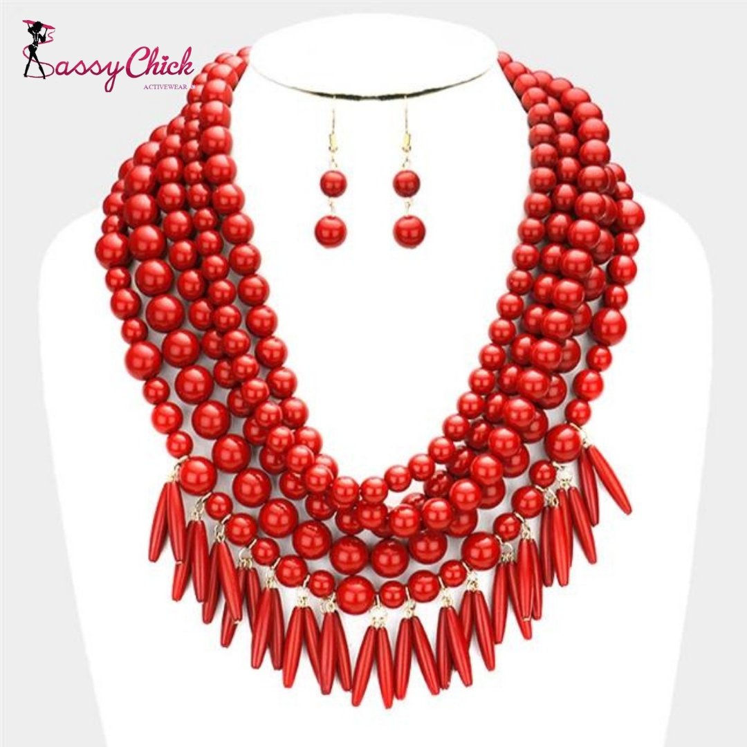 I've always thought of accessories as the exclamation point of a woman's outfit 👗👡💄💋

Check out our lovely Red Multi Strand Oval Bead Necklace & Earring Set 
➡️ shopsassychick.com…/j…/products/copy-of-gold-pearl-necklace
#necklaceearringset