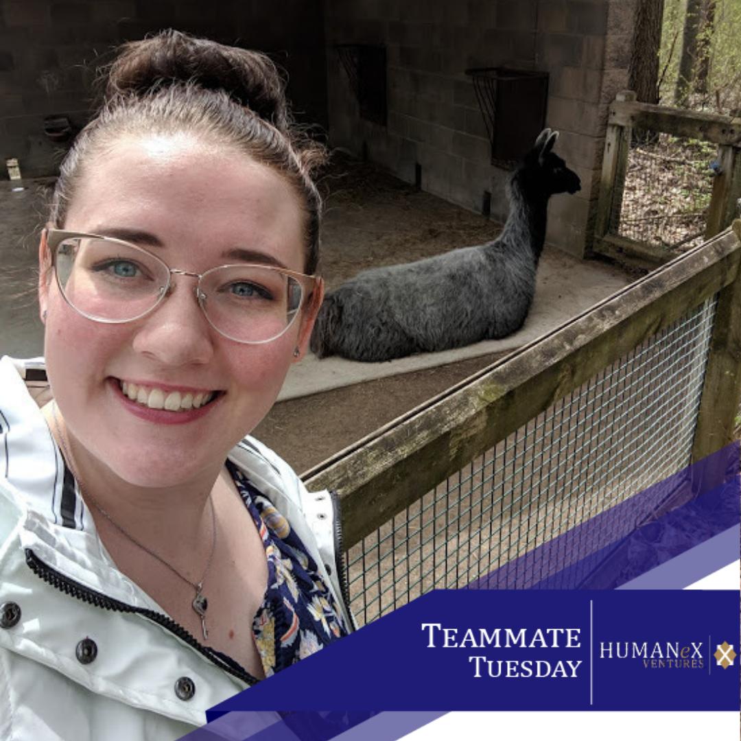 Humanex's tweet photo. This week we are celebrating our wonderful teammate, Jenna! She's a bright light in our office and loves llamas, art, and baking! She is INCREDIBLE at design and brings so many different talents to our team! #TeammateTuesday #HumansOfExcellence https://t.co/tIoqAW3iHd