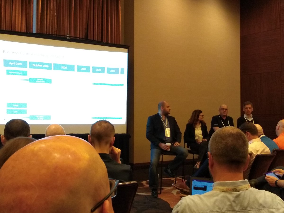 Vox_ISM's tweet image. #DirectionsNA - Future of Business Central modern clients @kotelko, @nav_horinas & @nibmike
Fact - Did you know - April 2019 release is the last to include the #WindowsClient (RTC) which will be phased out making the #WebClient the primary client interface?  Are you ready?