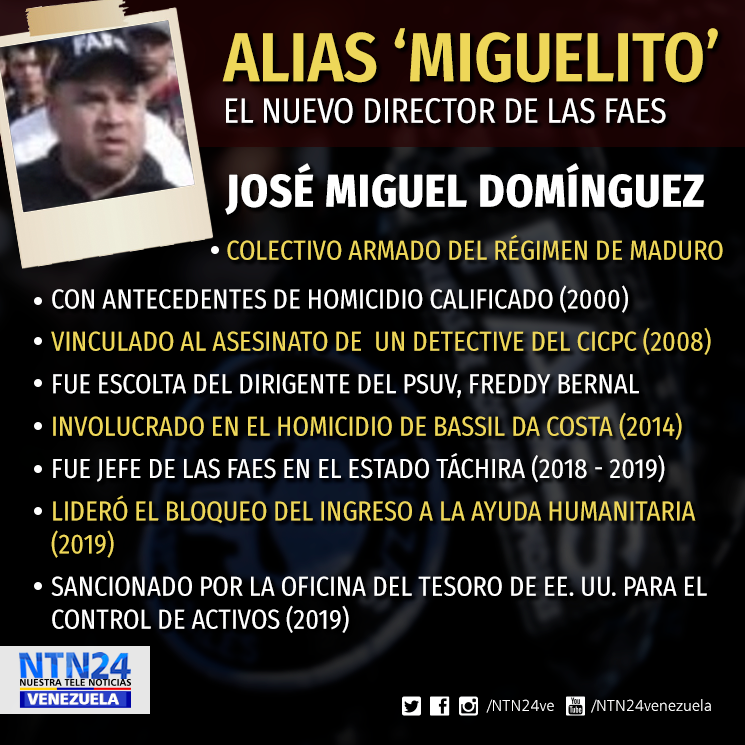NTN24ve's tweet photo. ‘Miguelito’: De colectivo armado a director de la FAES https://t.co/aLMUMYZ5zW https://t.co/kFuSEoDZGT