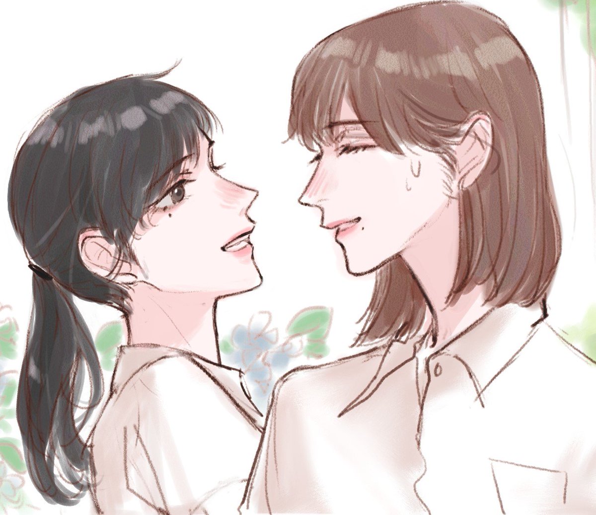 Tamen de gushi аниме. Сан чжин и цю тун. Юри любовь манхва. Манхва девушка друга. Цю тун.