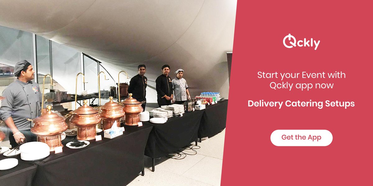 Qcklycom's tweet image. Start your Event with Qckly.com now

#Delivery  ⚡️⚡️ #Catering🍔🍗🥞   Setups 🍨🥧

#Qatar  #Doha
