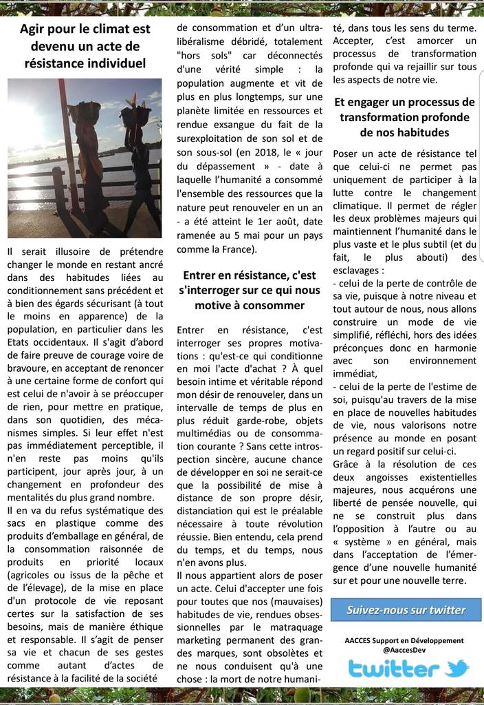 AaccesDev's tweet photo. Notre Tribune 📌👇du 5 février 2019
Agir pour le #clilmat est un acte de résistance individuel qui conduit à un changement de paradigme. L'être humain du XXIe siècle doit accepter de dépasser sa condition s'il veut s'adapter à une Terre en pleine mutation @CahnStephanie
@IPBES https://t.co/t5AnNz73mN
