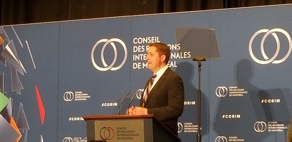 Le premier discours <a href="/AndrewScheer/">Andrew Scheer</a> au CORIM pour la présentation de sa vision des relations internationales. Déterminé !