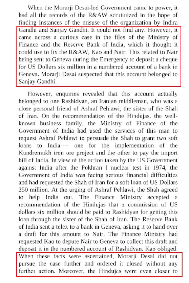During the Emergency, there was a secret transfer of $6 million to a number account in Geneva.Morarji Desai alleged that it was to Sanjay Gandhi's Swiss Bank Account.When he came to power he ordered an investigation. (3/9)