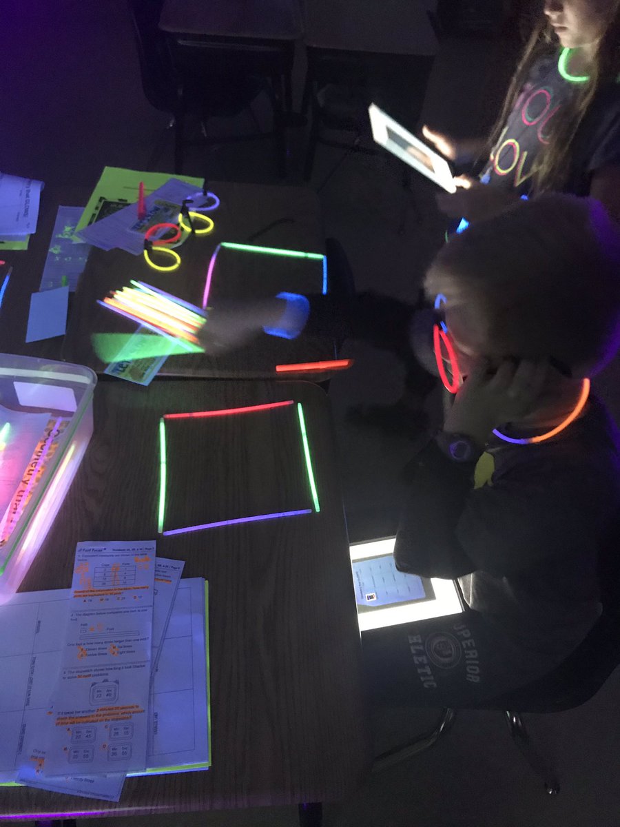 PaschalPatriots's tweet photo. Ms. Oliver’s 4th grade Math class is doing Glow Games today. They are practicing decimals, operations, measurement, geometry and more all while letting their light and Math minds shine.#PaschalPatriotPride #mathglowgames #scucmath https://t.co/We0PpInUjg