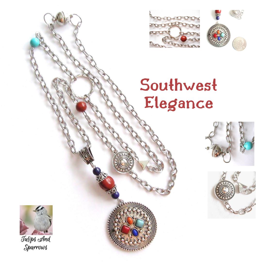 etsy.com/listing/688926… #southwestnecklace #southwestjewelry #pendantnecklace #lapisjewelry #lapisnecklace #jaspernecklace #magneticclaspnecklace #longnecklace #largependant #largependantnecklace #giftformom