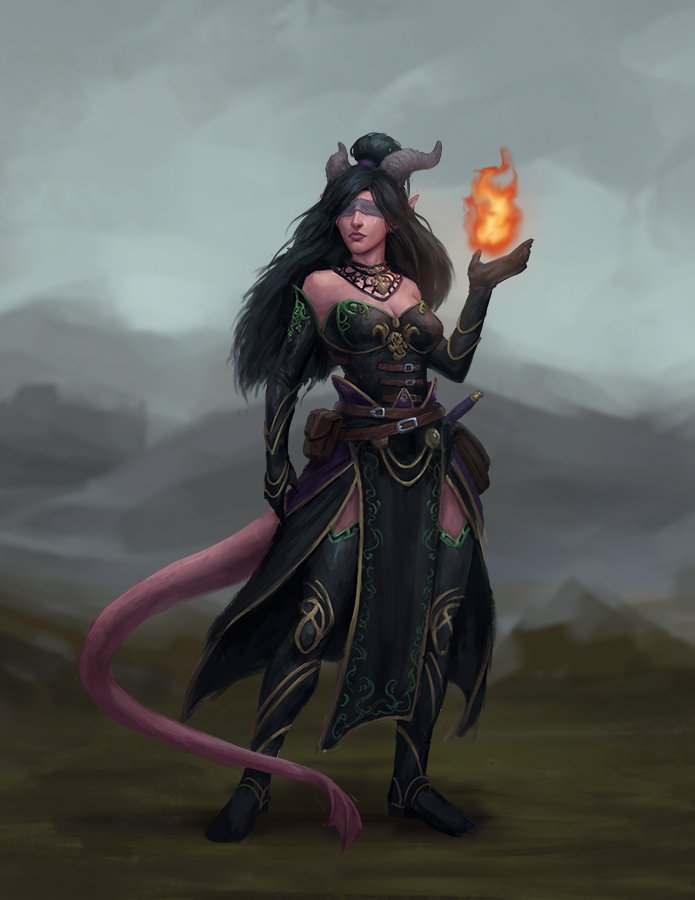This is Lilith Blackmore, the tiefling sorcerer/warlock. #dnd” .