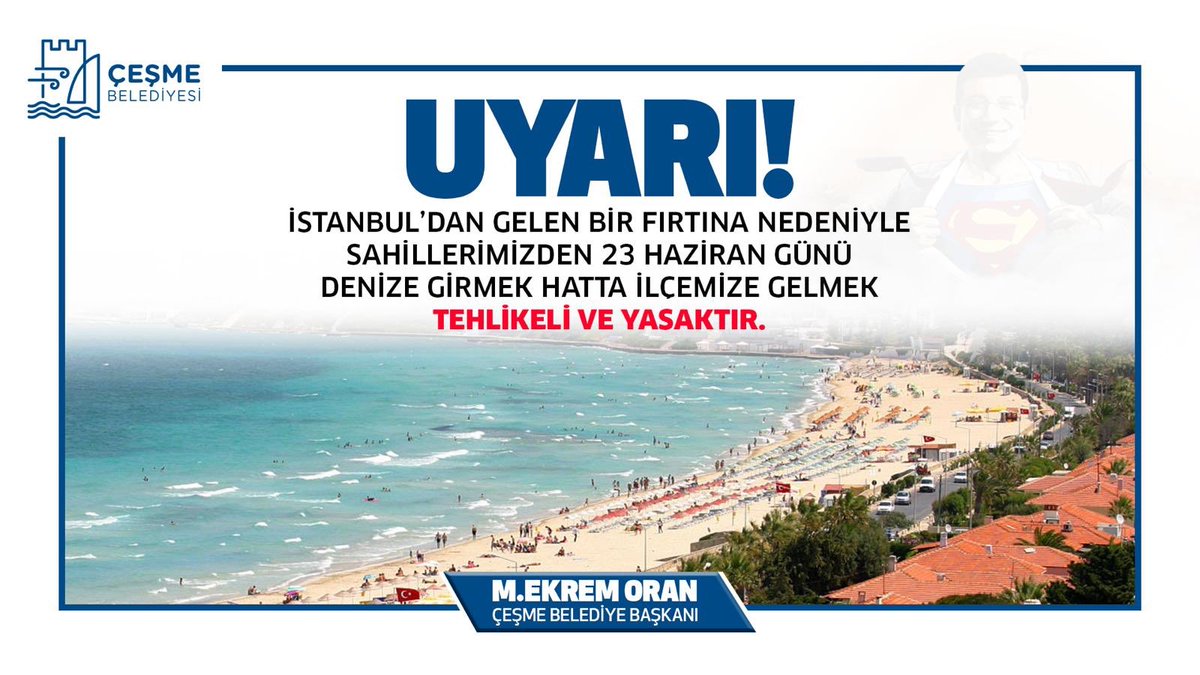 23 Haziran'da 

🌨️ Bodrum'a kar yağacak. 
☀️ Adana'da hava 150 derece.
🚫 Datça'da plajlar kapalı.
🌩️ Çeşme'de fırtına var.

İstanbul'da kalın, oyunuzu verin, Türkiye'ye demokrasi gelsin.

#HerŞeyÇokGüzelOlacak