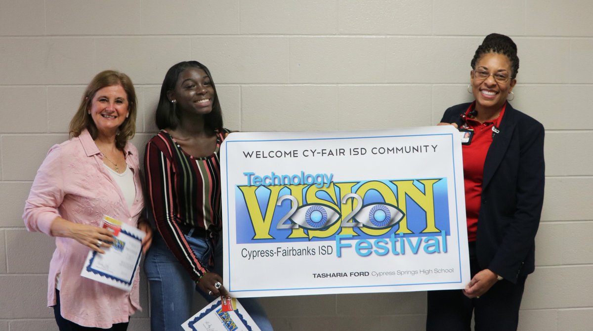 amymarina's tweet image. Congratulations to @CySpringsHS Tasharia Ford for creating the winning logo for #CFISDTECHFEST 2020! Thank you, Tasharia, for sharing your talents and inspiring design with the @CyFairISD Community! #CFISDspirit