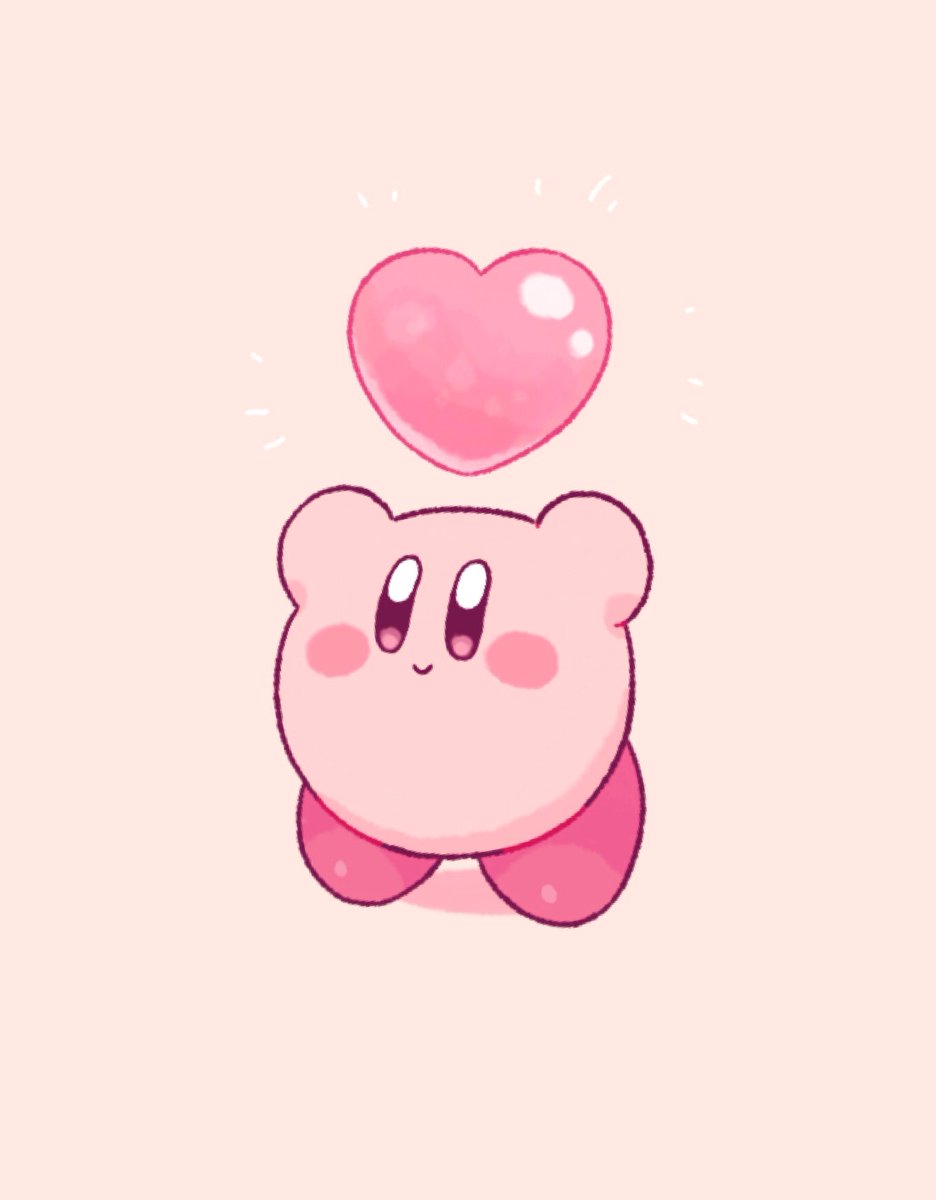 kirby no humans heart smile simple background pink background solo full body  illustration images