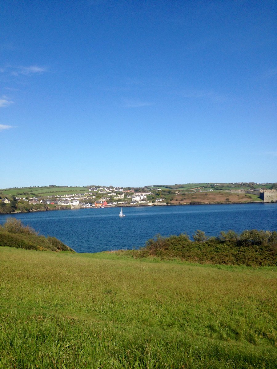 OldPresbytery's tweet photo. Blue sea, blue sky.  Beautiful Kinsale from James Fort today #sunday sailing#wildatlanticway#kinsale#summercove village#Charles Fort https://t.co/SRw2hxaZsD