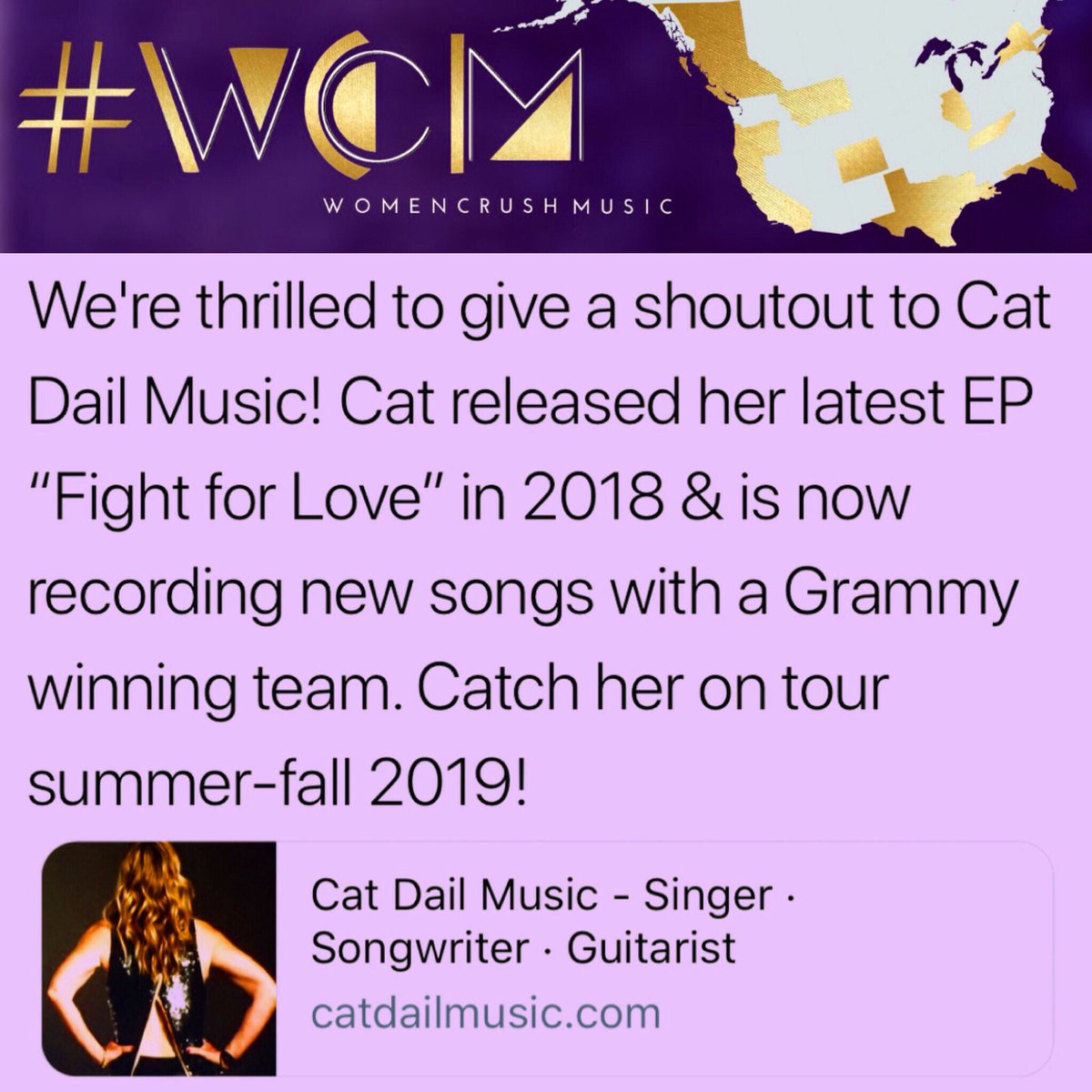 Big #Love andThanks 2 @womencrushmusic @katiezaccardi @ashleykstoyanov 4 #musicshoutout &4 #backingNewMusic #mynewmusic #FightforLove &4 #fosteringcommunity #IndieCommunity #nationwide 💫💜🎵🚺✨#indiemusicwomen #musicwomen #womenrock #womenmusicians #womenmusicproducers