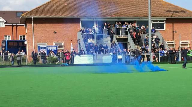 PatonTennis's tweet photo. Thank you to fans of Birmingham City football club for ruining an afternoon of competitive girls county hockey at Slough Hockey club on Sunday afternoon. A flare on the pitch for an under 14 game, a great advert for your club! @BCFC @BerksHockeyUK https://t.co/l9lbTwELX7