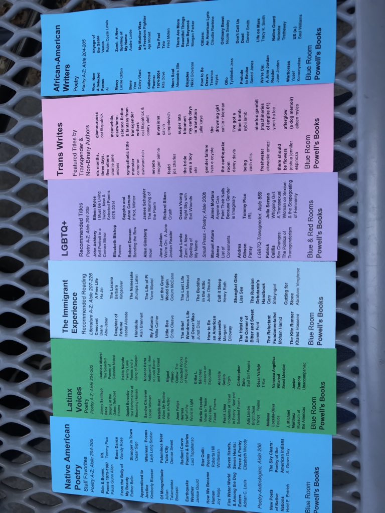 JenRoberts1's tweet photo. My friend @kmishmael went to @Powells Books and got these AWESOME bookmarks. (2photos, front and back.) #DisruptTexts #2ndaryELA #engchat https://t.co/HsvhPRTrfS