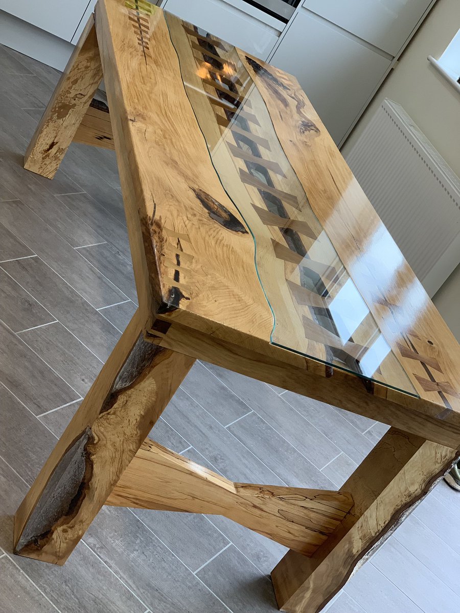 6mm toughened glass we cut and polished for table made by local joiner Tony Breakwell. #glazier #Glass #Furniture #Bespoke